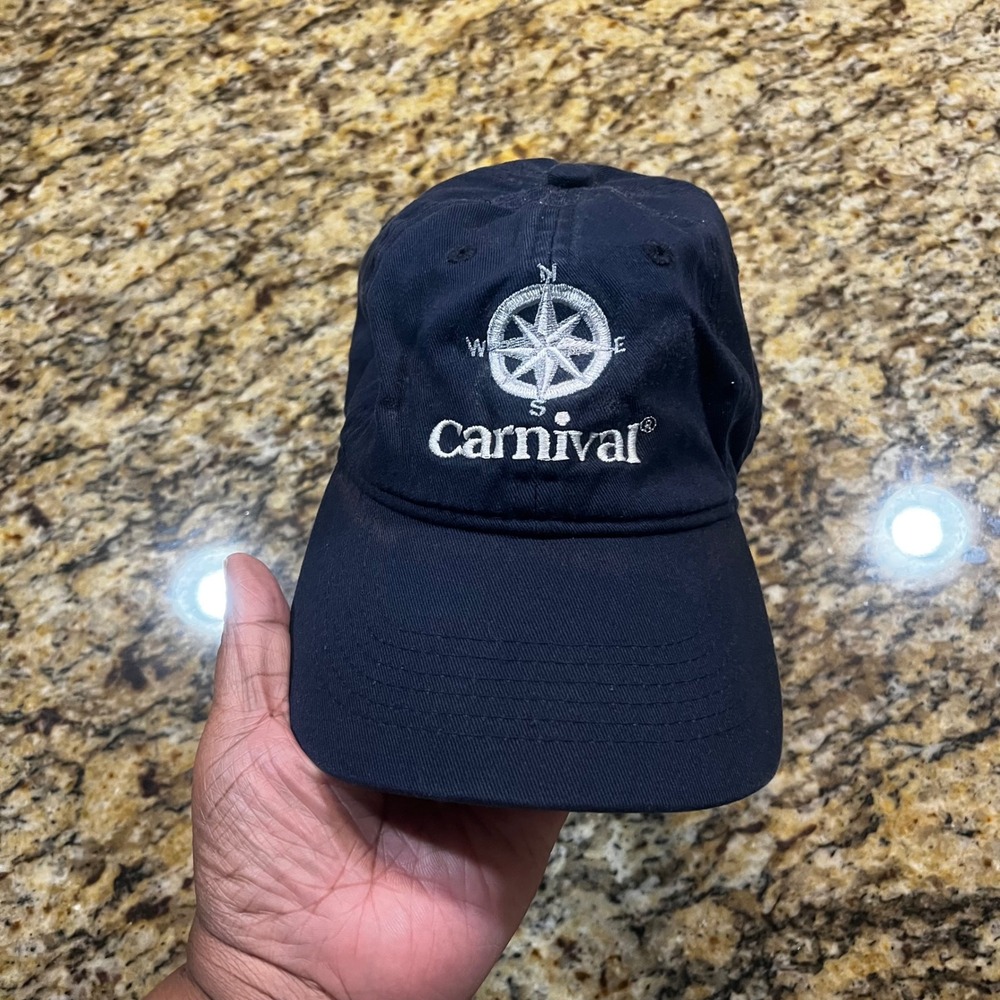 Carnival Cruise Line Baseball Hat Navy Blue Cotton Compass Logo‎ Adjustable Cap